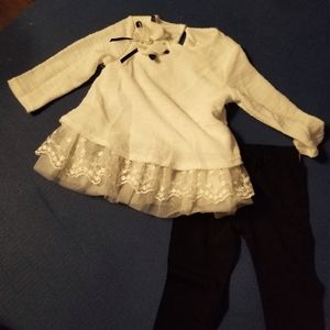 18m white lace shirt and black pants